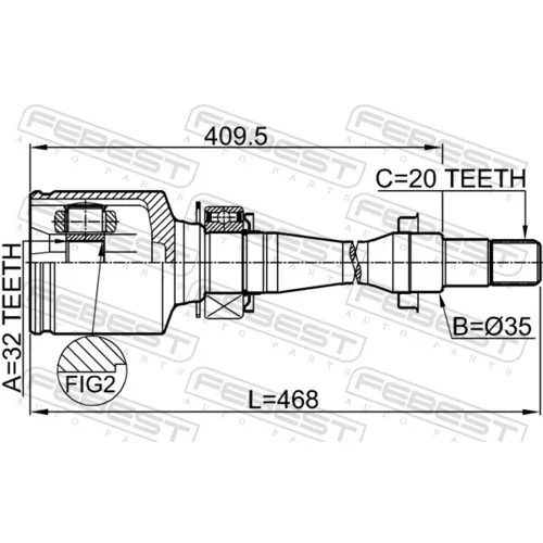 Sada kĺbov hnacieho hriadeľa 0111-CT220RH /FEBEST/ - obr. 1