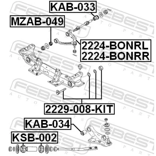 Skrutka pre nastavenie odklonu kolesa FEBEST 2229-008-KIT - obr. 1