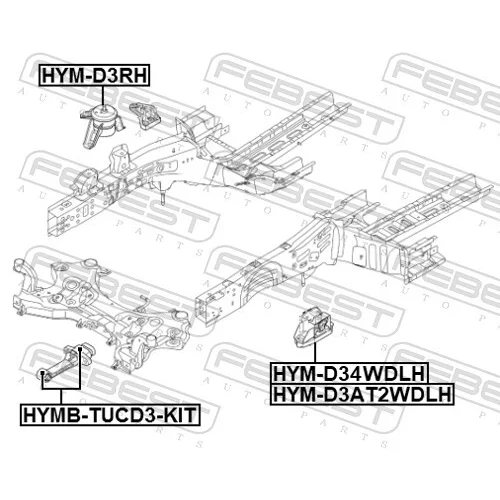 Uloženie motora FEBEST HYM-D3RH - obr. 1