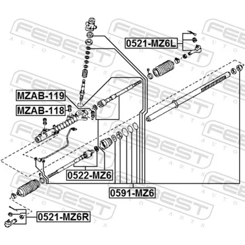 Uloženie prevodovky riadenia MZAB-118 /FEBEST/ - obr. 1