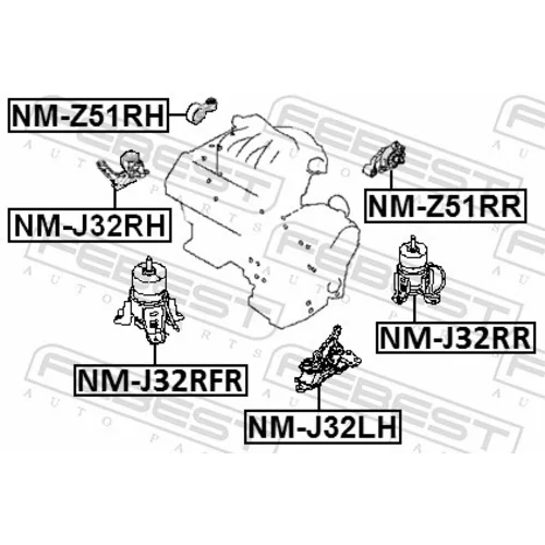 Uloženie motora FEBEST NM-Z51RR - obr. 1