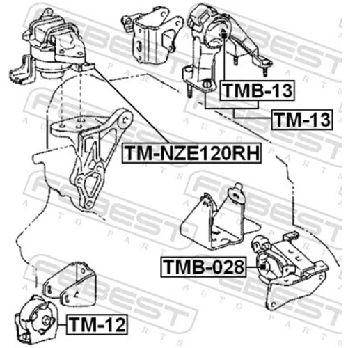 Uloženie motora FEBEST TM-NZE120RH - obr. 1