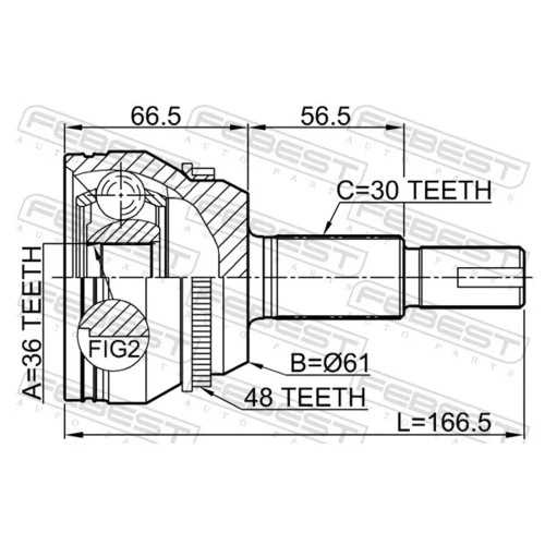 Sada kĺbov hnacieho hriadeľa FEBEST 0110-GSX30A48 - obr. 1