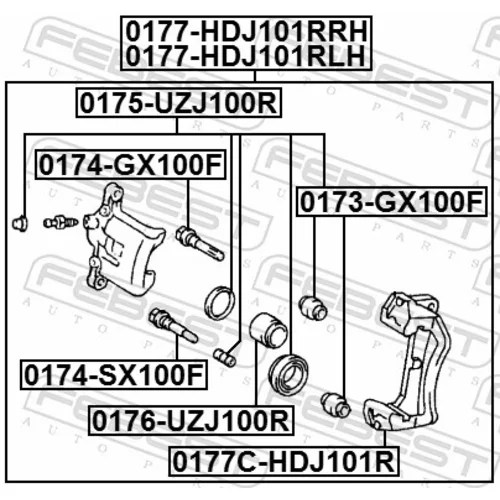 Sada držiakov brzd. strmeňov FEBEST 0177C-HDJ101R - obr. 1