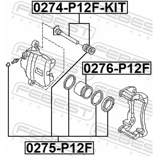 Vodiaci čap brzdového strmeňa FEBEST 0274-P12F-KIT - obr. 1