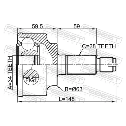 Sada kĺbov hnacieho hriadeľa FEBEST 0310-CL22 - obr. 1