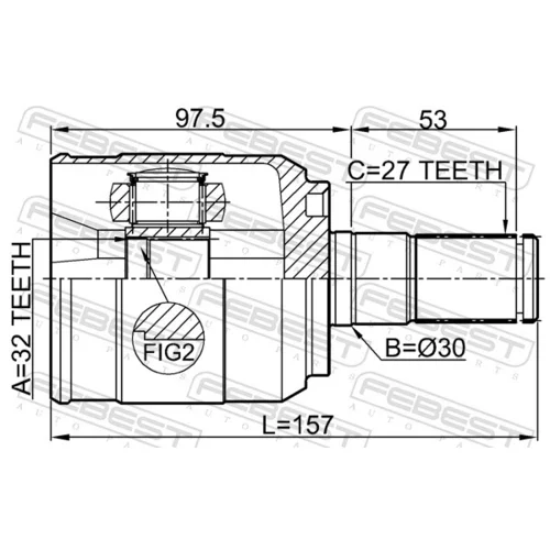 Sada kĺbov hnacieho hriadeľa FEBEST 1211-D7AT2WD - obr. 1