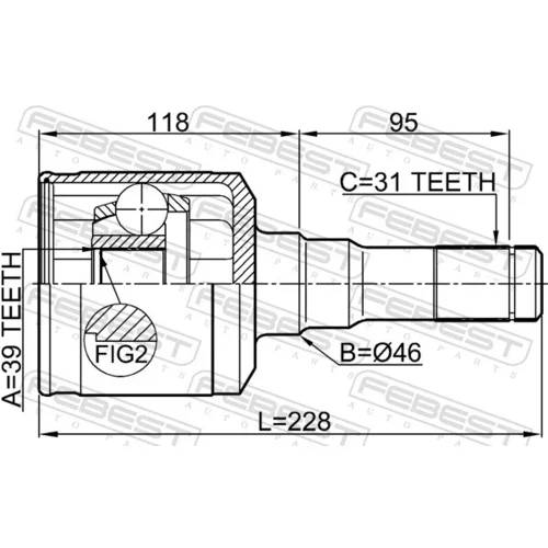 Sada kĺbov hnacieho hriadeľa FEBEST 2111-F150LH - obr. 1