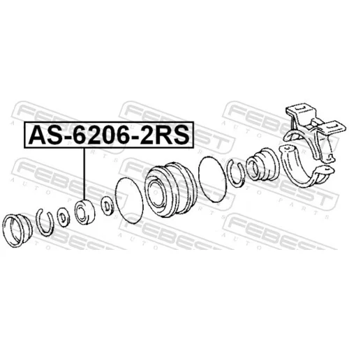 Stredové ložisko kĺbového hriadeľa FEBEST AS-6206-2RS - obr. 1