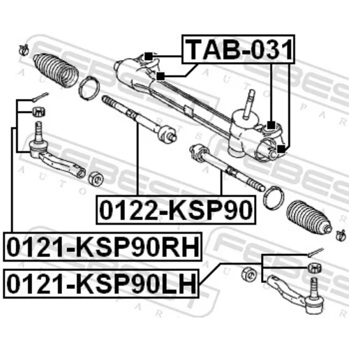 Hlava/čap spojovacej tyče riadenia FEBEST 0121-KSP90RH - obr. 1