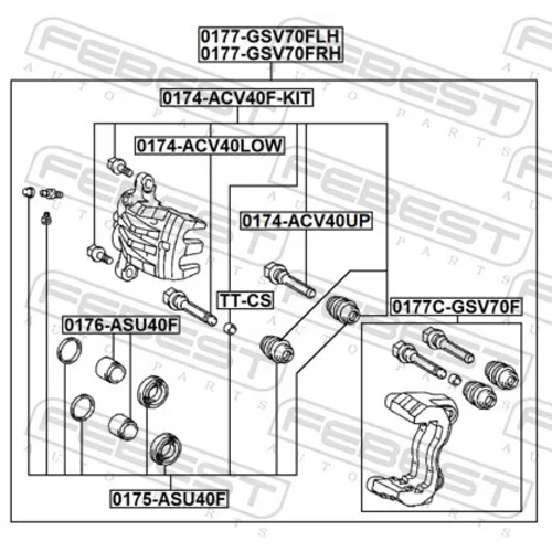 Vodiaci čap brzdového strmeňa FEBEST 0174-ACV40F-KIT - obr. 1