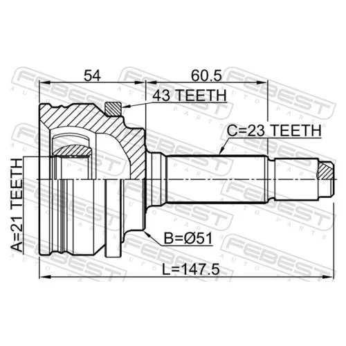 Sada kĺbov hnacieho hriadeľa FEBEST 1510-002A43 - obr. 1