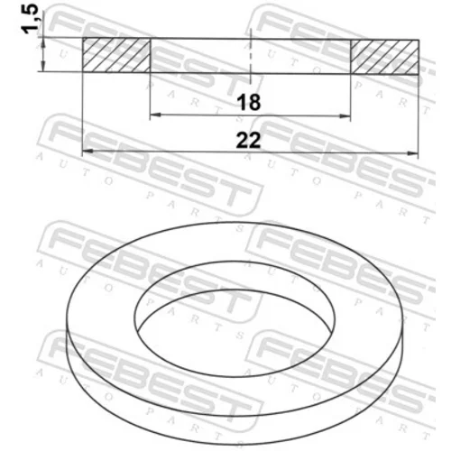 Tesniaci krúžok výpustnej skrutky oleja FEBEST 88430-182215C - obr. 1