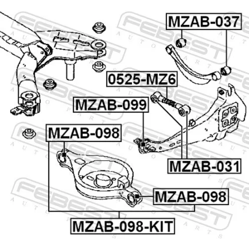 Sada na opravu priečneho závesného ramena MZAB-098-KIT /FEBEST/ - obr. 1