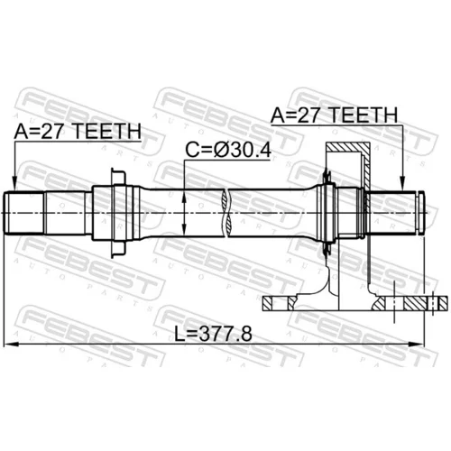 Hnací hriadeľ FEBEST 0312-CRVATRH - obr. 1