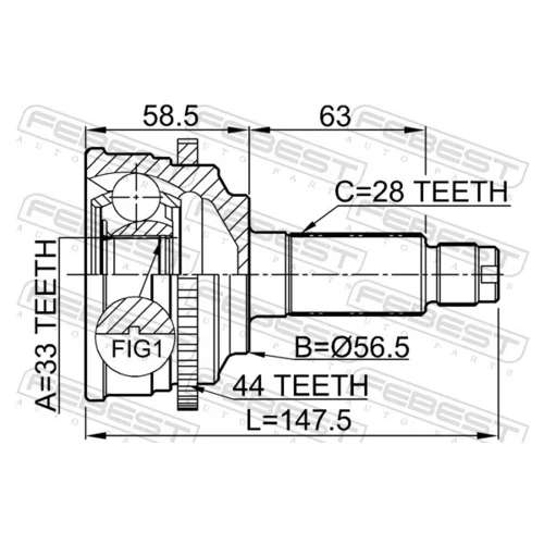 Sada kĺbov hnacieho hriadeľa FEBEST 0510-M6A44 - obr. 1