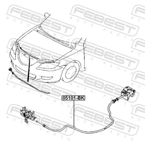Lanko pre otváranie kapoty motora FEBEST 05101-BK - obr. 1