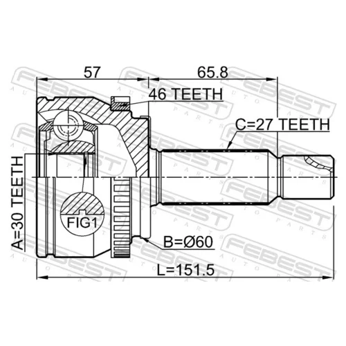 Sada kĺbov hnacieho hriadeľa FEBEST 1210-SD11A46 - obr. 1