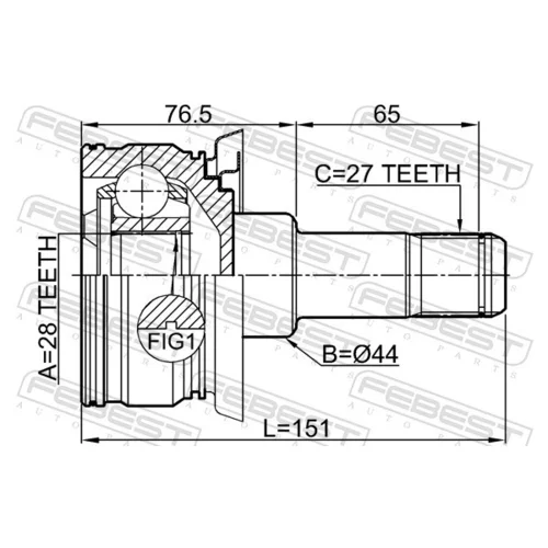 Sada kĺbov hnacieho hriadeľa FEBEST 1911-E70RR - obr. 1