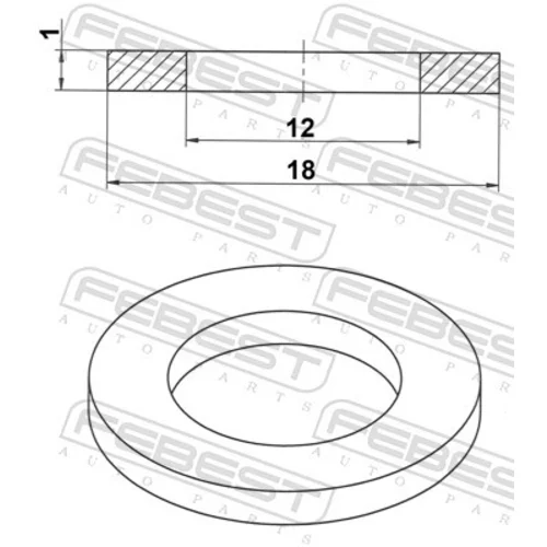 Tesniaci krúžok výpustnej skrutky oleja FEBEST 88430-121810C - obr. 1
