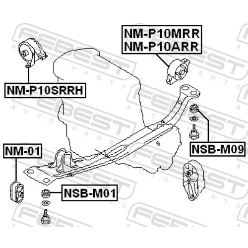 Uloženie motora FEBEST NM-P10SRRH - obr. 1