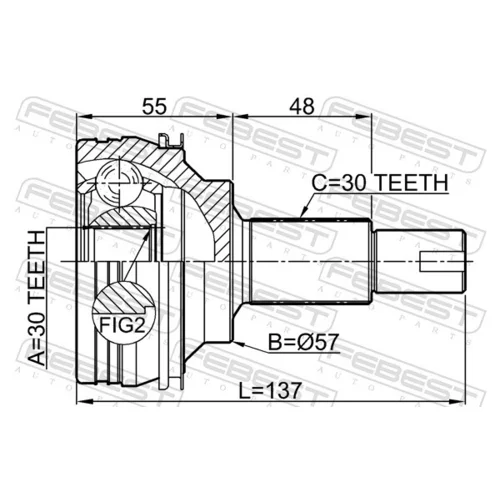 Sada kĺbov hnacieho hriadeľa FEBEST 0110-GRX125 - obr. 1