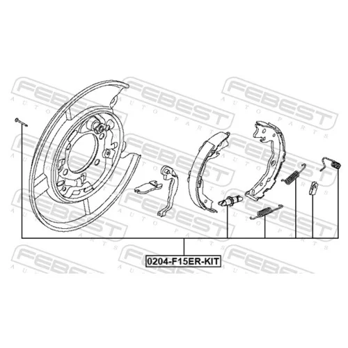 Sada príslušenstva čeľustí parkovacej brzdy FEBEST 0204-F15ER-KIT - obr. 1