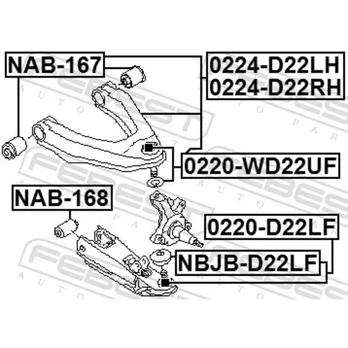 Zvislý/nosný čap 0220-D22LF /FEBEST/ - obr. 1