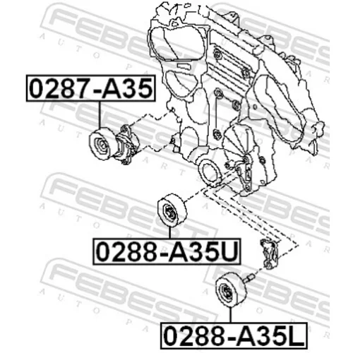 Vratná/vodiaca kladka rebrovaného klinového remeňa FEBEST 0288-A35L - obr. 1