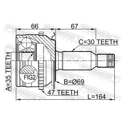 Sada kĺbov hnacieho hriadeľa FEBEST 0410-KB4A47 - obr. 1