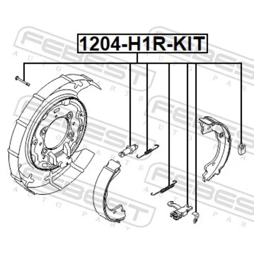 Sada príslušenstva čeľustí parkovacej brzdy FEBEST 1204-H1R-KIT - obr. 1