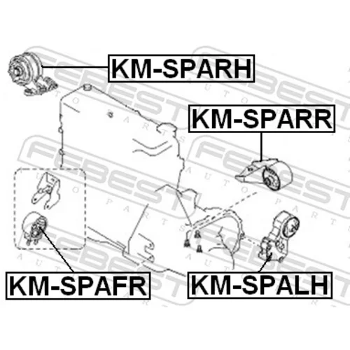 Uloženie motora KM-SPARH /FEBEST/ - obr. 1