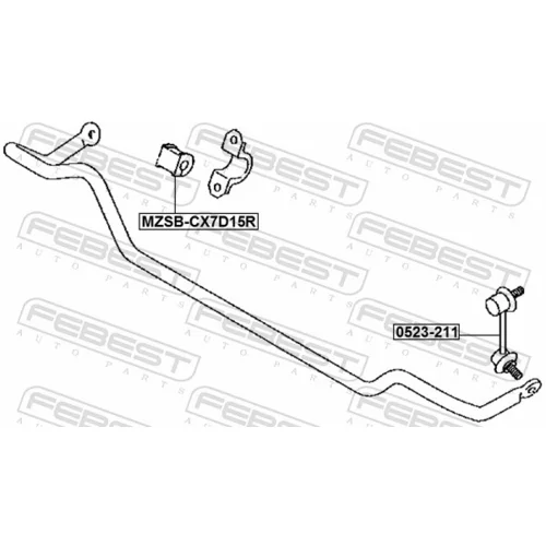 Uloženie priečneho stabilizátora FEBEST MZSB-CX7D15R - obr. 1