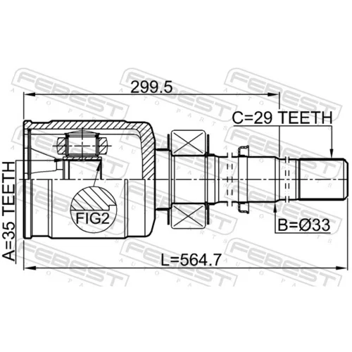 Sada kĺbov hnacieho hriadeľa FEBEST 0211-R52VQ35RH - obr. 1