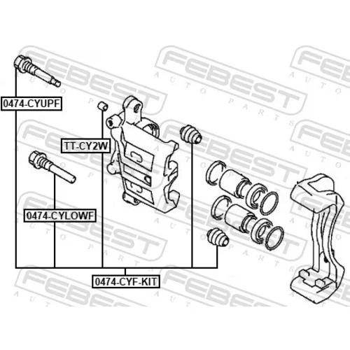 Vodiaci čap brzdového strmeňa FEBEST 0474-CYF-KIT - obr. 1