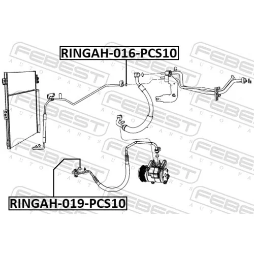 Tesniaci krúžok, vedenie chladiacej kvapaliny RINGAH-019-PCS10 /FEBEST/ - obr. 1