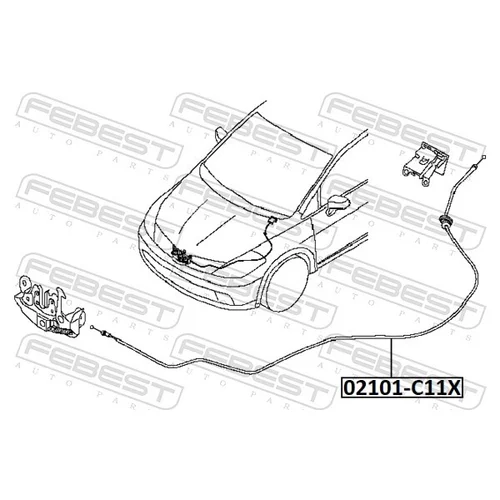 Lanko pre otváranie kapoty motora FEBEST 02101-C11X - obr. 1