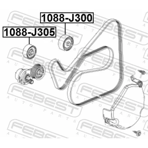 Vratná/vodiaca kladka rebrovaného klinového remeňa FEBEST 1088-J305 - obr. 1
