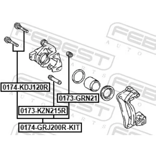 Vodiaci čap brzdového strmeňa FEBEST 0174-GRJ200R-KIT - obr. 1