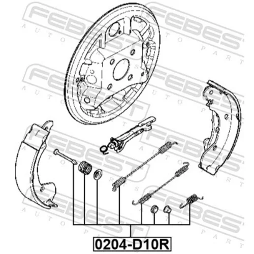 Sada príslušenstva čeľustí parkovacej brzdy FEBEST 0204-D10R-KIT - obr. 1