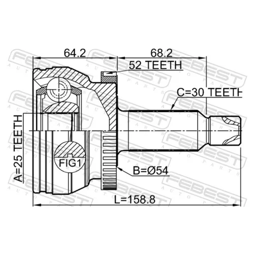 Sada kĺbov hnacieho hriadeľa 2210-XM12A52 /FEBEST/ - obr. 1