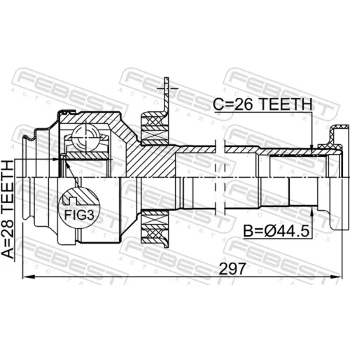 Sada kĺbov hnacieho hriadeľa 2311-T5RH /FEBEST/ - obr. 1