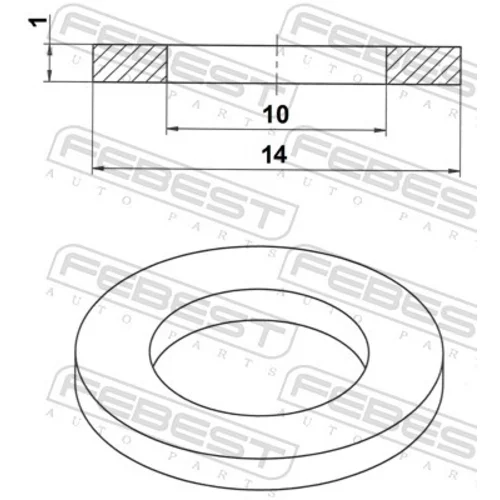 Tesniaci krúžok výpustnej skrutky oleja FEBEST 88430-101410A - obr. 1
