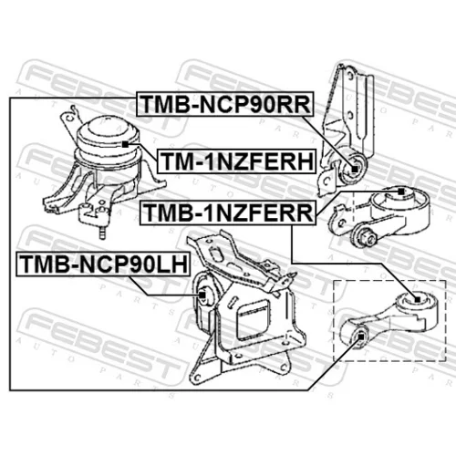 Uloženie motora FEBEST TMB-NCP90RR - obr. 1