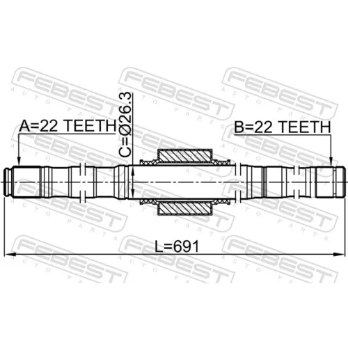 Hnací hriadeľ 0212-E11MT16L /FEBEST/ - obr. 1