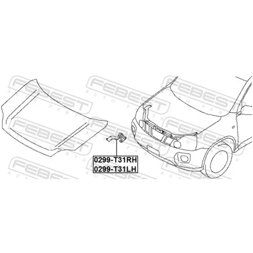 Záves kapoty motora FEBEST 0299-T31LH - obr. 1