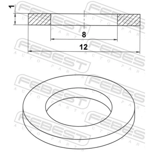 Tesniaci krúžok výpustnej skrutky oleja FEBEST 88430-081210A - obr. 1