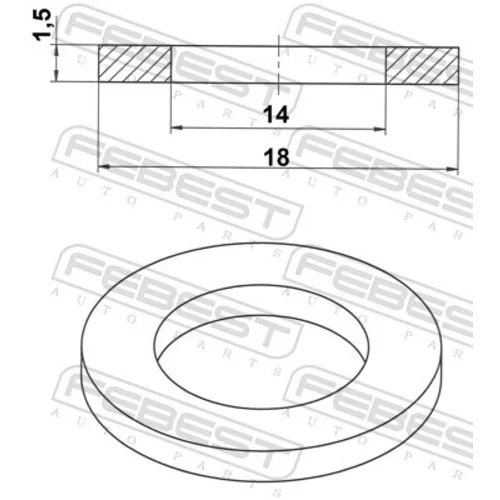Tesniaci krúžok výpustnej skrutky oleja FEBEST 88430-141815C - obr. 1
