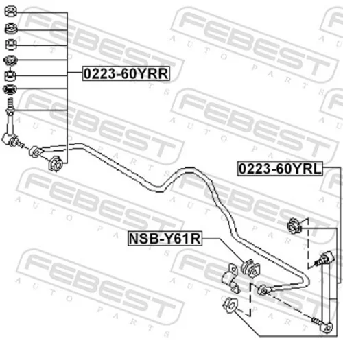 Uloženie priečneho stabilizátora FEBEST NSB-Y61R - obr. 1