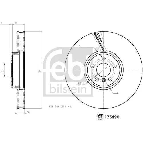 Brzdový kotúč FEBI BILSTEIN 175490 - obr. 2